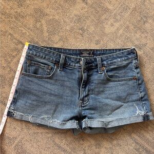Abercrombie & Fitch Medium Blue Distressed Denim Cutoff Shorts